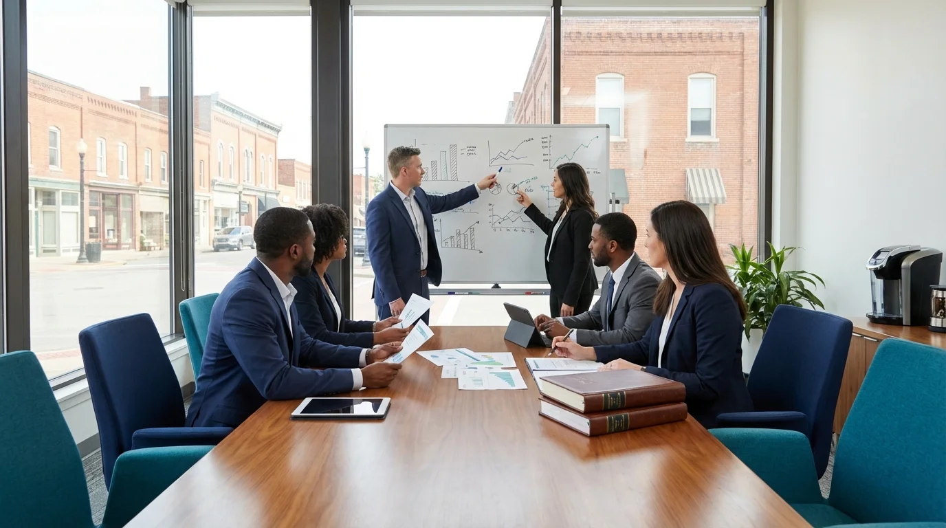 The PJS Tax Accounting Service team in a professional meeting